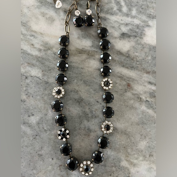 MARIANA JET BLACK CRYSTAL & CLEAR NECKLACE - Picture 7 of 11